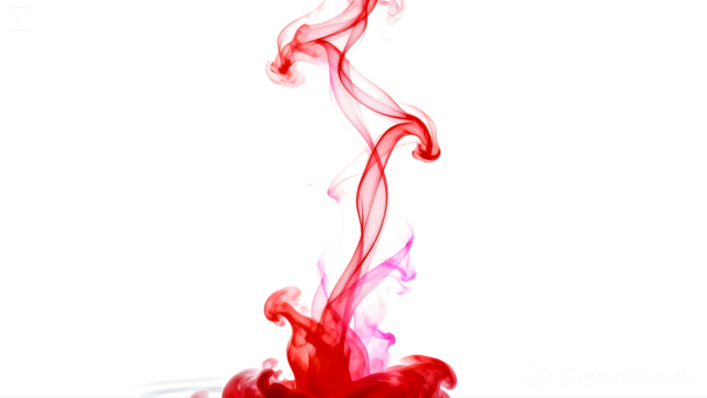 Dynamic flow of vibrant red and pink ink dispersing through water against a stark black backdrop isolated on transparent background - Powered by Adobe