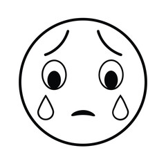 Fototapeta premium Flat Vector Emoji Crying Face Teardrops