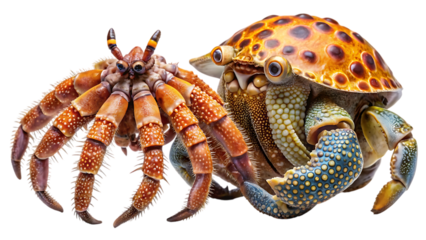 Two vibrant hermit crabs interacting