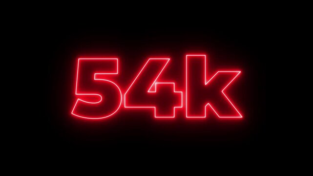 Glowing neon line with 65k Ultra HD video technology icon isolated on black background 65K subscribers modern animation banner design