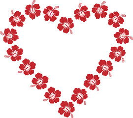 Hibiscus Heart Wreath, Tropical Floral Frame Vector