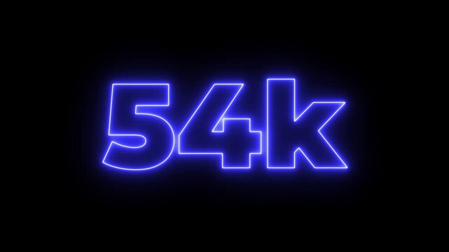 Glowing neon line with 65k Ultra HD video technology icon isolated on black background 65K subscribers modern animation banner design