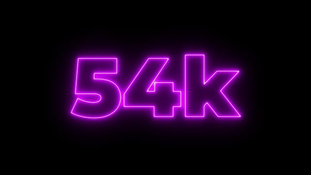 Glowing neon line with 65k Ultra HD video technology icon isolated on black background 65K subscribers modern animation banner design