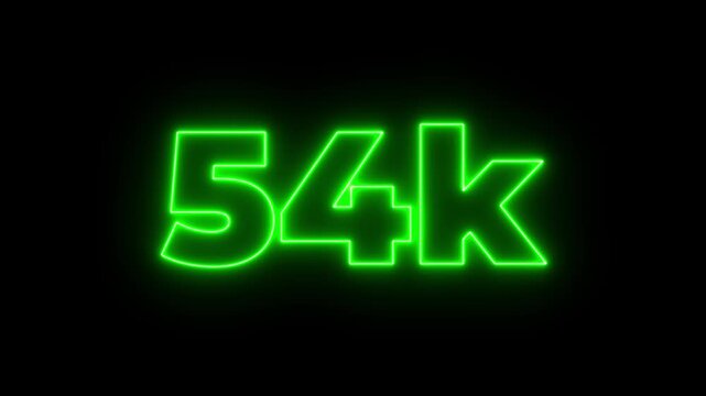 Glowing neon line with 65k Ultra HD video technology icon isolated on black background 65K subscribers modern animation banner design