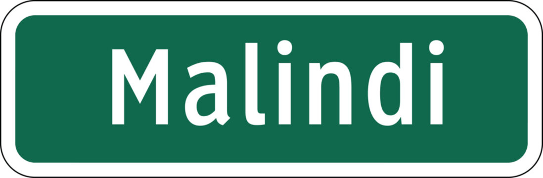 Malindi Green Road Sign Design Vector