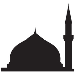 Silhouette of a mosque with a dome and minaret