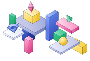 Obraz premium Different platforms and geometric shapes