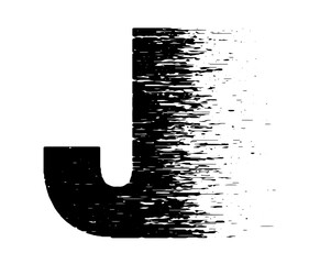 Bold grunge typography forming the letter J with distressed black and white texture. Ideal for posters, branding, album covers, street style graphics, and edgy typographic designs.