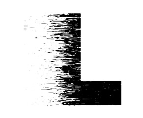 Bold grunge typography forming the letter L with distressed black and white texture. Ideal for posters, branding, album covers, street style graphics, and edgy typographic designs.