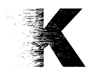 Bold grunge typography forming the letter K with distressed black and white texture. Ideal for posters, branding, album covers, street style graphics, and edgy typographic designs.
