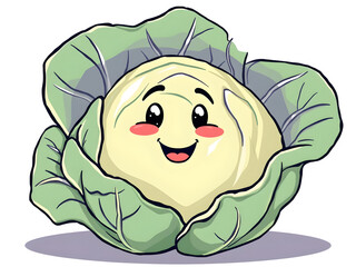 A cartoon cabbage with a smile on its face