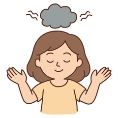 Cute Girl Letting Go Stress with Open Hands Gesture