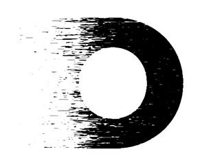 Bold grunge typography forming the letter O with distressed black and white texture. Ideal for posters, branding, album covers, street style graphics, and edgy typographic designs.