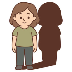 Cute Girl Standing with Shadow Symbolizing Inner Feelings
