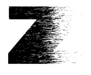 Bold grunge typography forming the letter Z with distressed black and white texture. Ideal for posters, branding, album covers, street style graphics, and edgy typographic designs.
