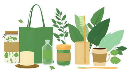 A green bag with a green plant on it