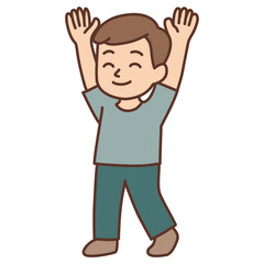 Happy Child Raising Hands in Joyful Moment