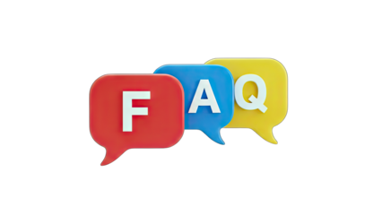 FAQ Concept: Colorful Speech Bubbles on White Background