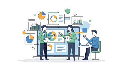 Fototapeta premium business man and business graph illustration