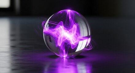 Energy Orb: A mesmerizing glass orb emanates vibrant energy, its internal core pulsing with a captivating display of light and power, set against a sleek backdrop of technology and science.