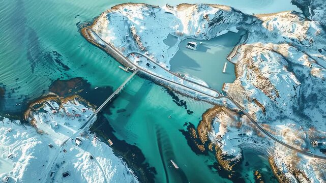 Video Aerial view of a bridge spanning a lake or river, suitable for travel, infrastructure or landscape uses