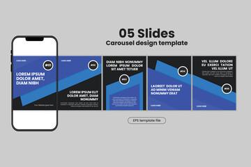 Modern Blue Carousel Instagram Post Template with Stroke-Based Minimal Design