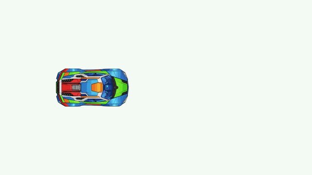 Top View of Colorful Luxury Cars Driving on a Clean White Background