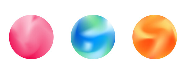 Set color circle gradient noise gradation. Abstract colorful watercolor blur mesh on isolated transparent background. Circle shape png.