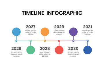 Horizontal Year Timeline Infographic Template for Project Planning and Roadmap