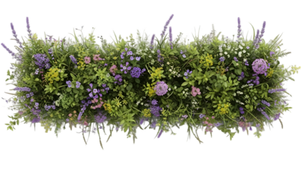 Vibrant floral arrangement with purple and yellow flowers in lush greenery on black background