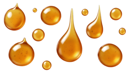 Golden liquid droplets on black background