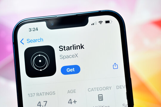 20 december, 2025 new delhi, india :- Starlink app by SpaceX for satellite internet.