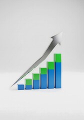 Business Graph Chart with Upward Arrow Showing Financial Growth, Market Performance, Profit Analysis and Corporate Success