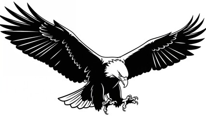 Obraz premium Eagle flying silhouette illustration of a bird in the sky with spread wings