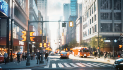 ソフトフォーカス、かすみ、ぼやけたビル街の風景写真　背景画像