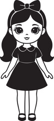 Cute cartoon girl with a bow and dress illustration, perfect for children's designs