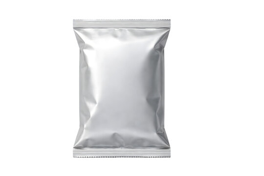 Shiny sealed foil packet front view for packaging design presentation