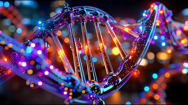 Glowing DNA Helix Structure Animation.