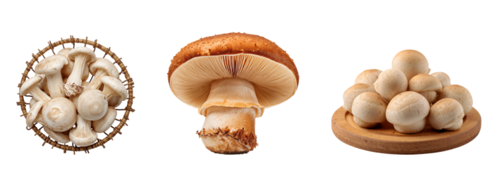 Fresh porcini mushrooms isolated on transparent background