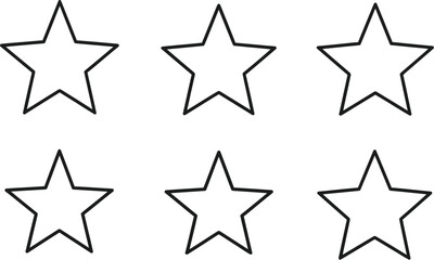 Obraz premium Simple black outline of six five point stars arranged in two rows perfect for rating systems or craft design