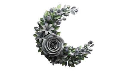 Floral Crescent Arrangement on White Background