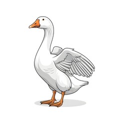 Vector illustration of a white goose on a white background.