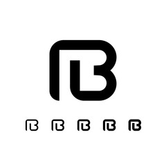 Letter B, digital alphabet cyber font, including set of five different letters, vector illustration 10EPS