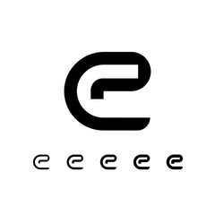 Letter C, digital alphabet cyber font, including set of five different letters, vector illustration 10EPS