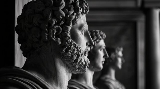 A monochrome capturing the allure of classical artistry, with a statue head as the focal point, exuding an air of mystery and timeless beauty.