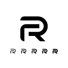 Letter R, digital alphabet cyber font, including set of five different letters, vector illustration 10EPS
