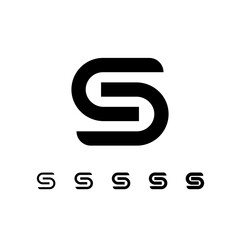 Letter S, digital alphabet cyber font, including set of five different letters, vector illustration 10EPS