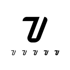 Number 7, digital numeral seven, including set of five different cyber numbers, vector illustration 10EPS