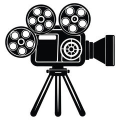Film camera silhouette vector illustration