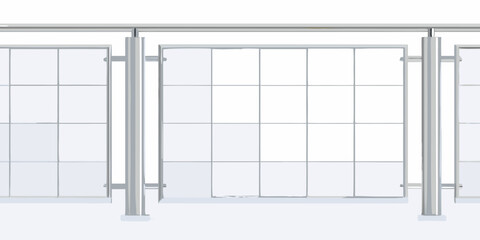 Modern revolving door system with stainless steel frame and transparent glass panels